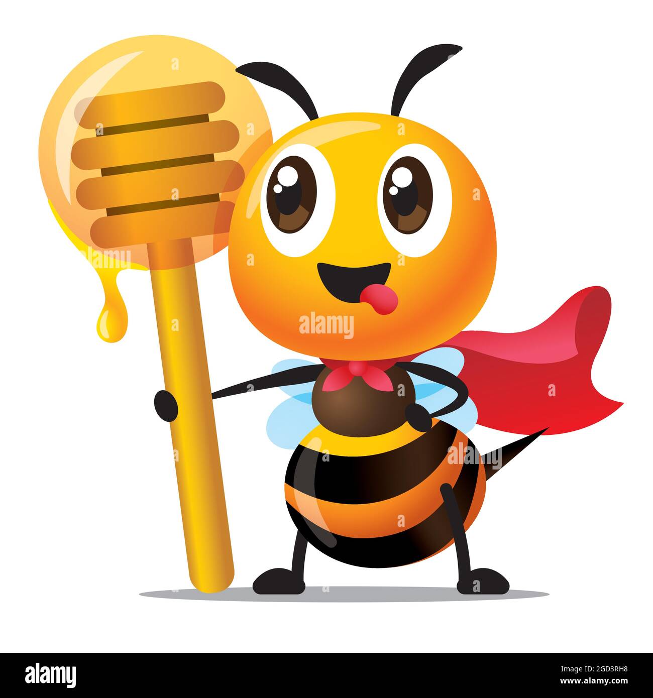 Carton mignon abeille avec déguisement de manteau de super-héros et tenant  le balancier de miel. Mignon abeille se sentir savoureux avec le miel -  personnage de mascotte Image Vectorielle Stock - Alamy