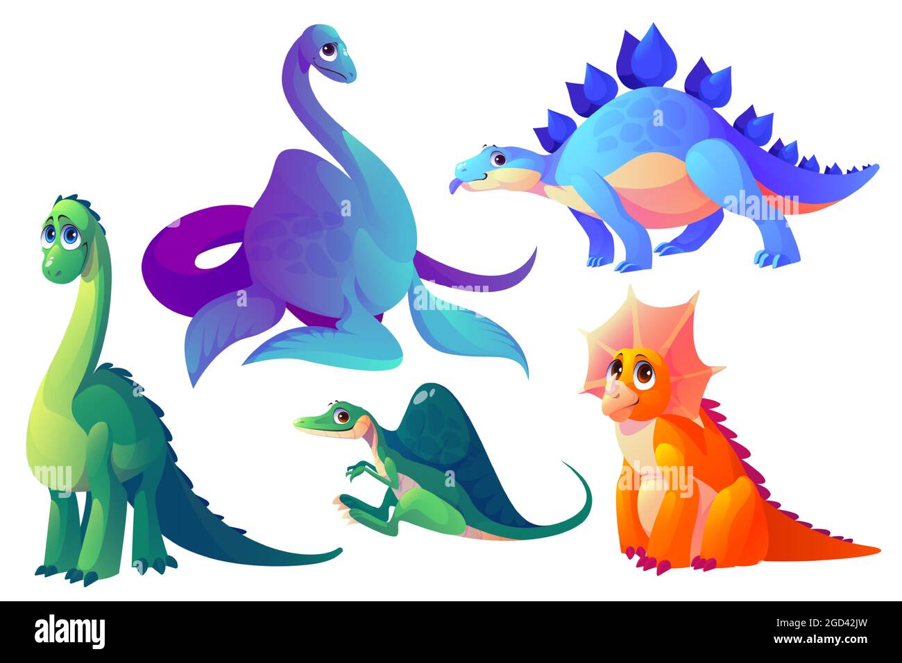 Dessins animés vectoriels dinosaures, animaux fossiles Illustration de Vecteur