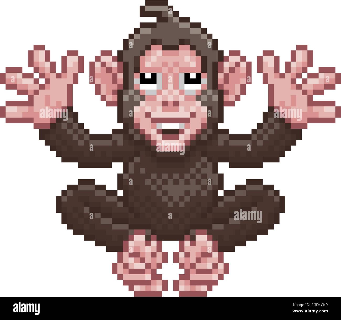 Singe Chimp Pixel Art Animal vidéo jeu dessin animé Image Vectorielle ...