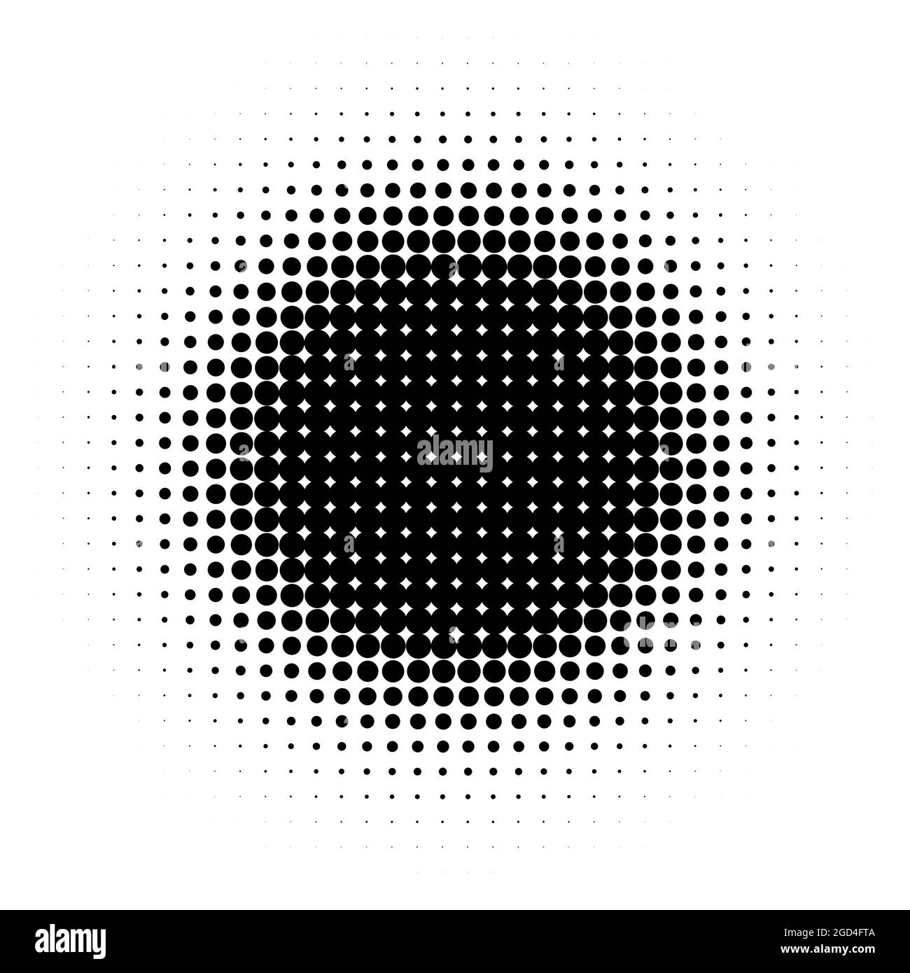 Arrière-plan des points demi-tons. Motif demi-ton cercle noir. Toile de fond de la bande dessinée pop art. Style rétro à pois. Pois abstraits. Motif à pois radiaux Illustration de Vecteur