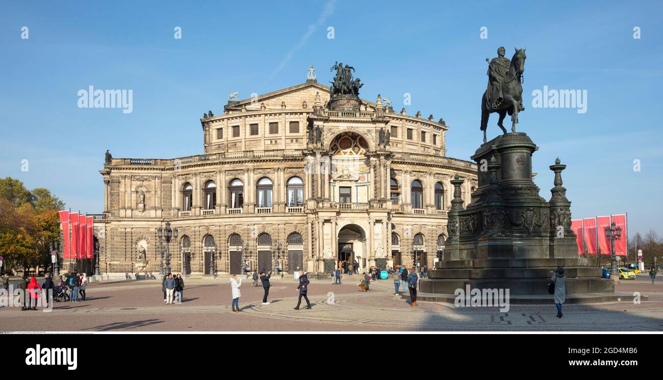 Géographie / voyage, Allemagne, Saxe, Dresde, Semperoper, Monument du roi Johann, DROITS-SUPPLÉMENTAIRES-AUTORISATION-INFO-NON-DISPONIBLE Banque D'Images