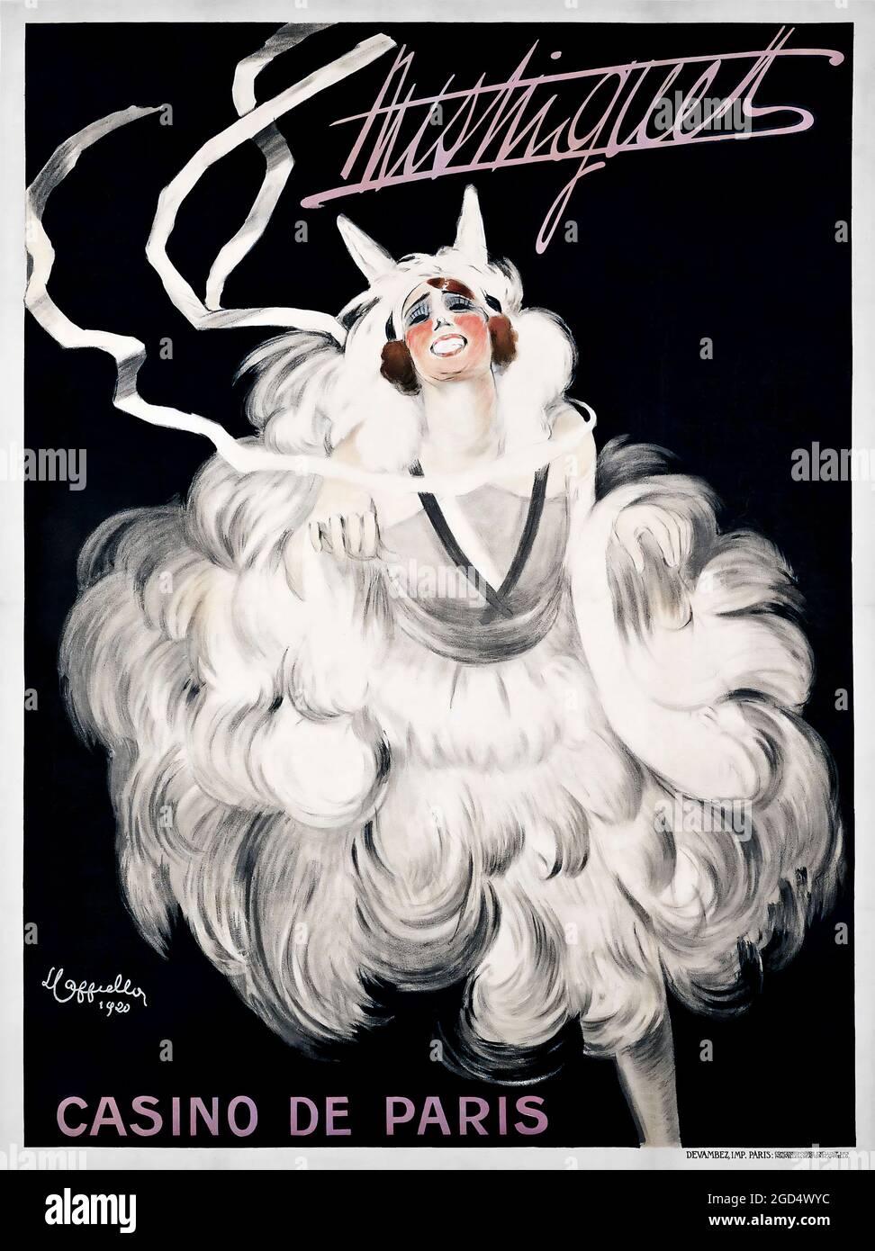 Affiche française – œuvre d'art de Leonetto Cappiello. Haute résolution. Amélioration numérique. Mistinguett (UN célèbre chanteur de cabaret français) Casino de Paris. Banque D'Images