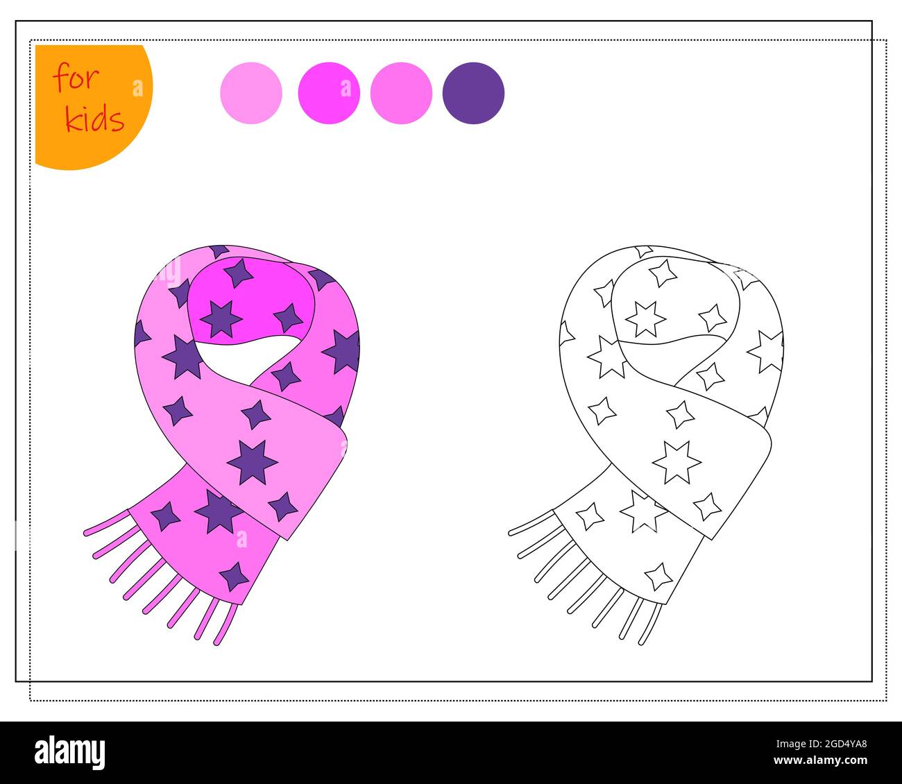 livre de coloriage pour les enfants par couleurs, foulard d'hiver, vecteur  isolé sur fond blanc Image Vectorielle Stock - Alamy