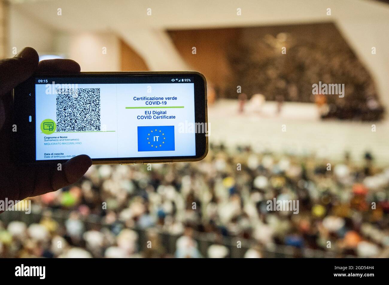 Rome, . 11 août 2021. 11 août 2021 : le Vatican se conforme également aux réglementations italiennes et européennes en adoptant le passe vert pour ceux qui ont eu le vaccin, l au Vatican. Crédit : Agence photo indépendante/Alamy Live News Banque D'Images