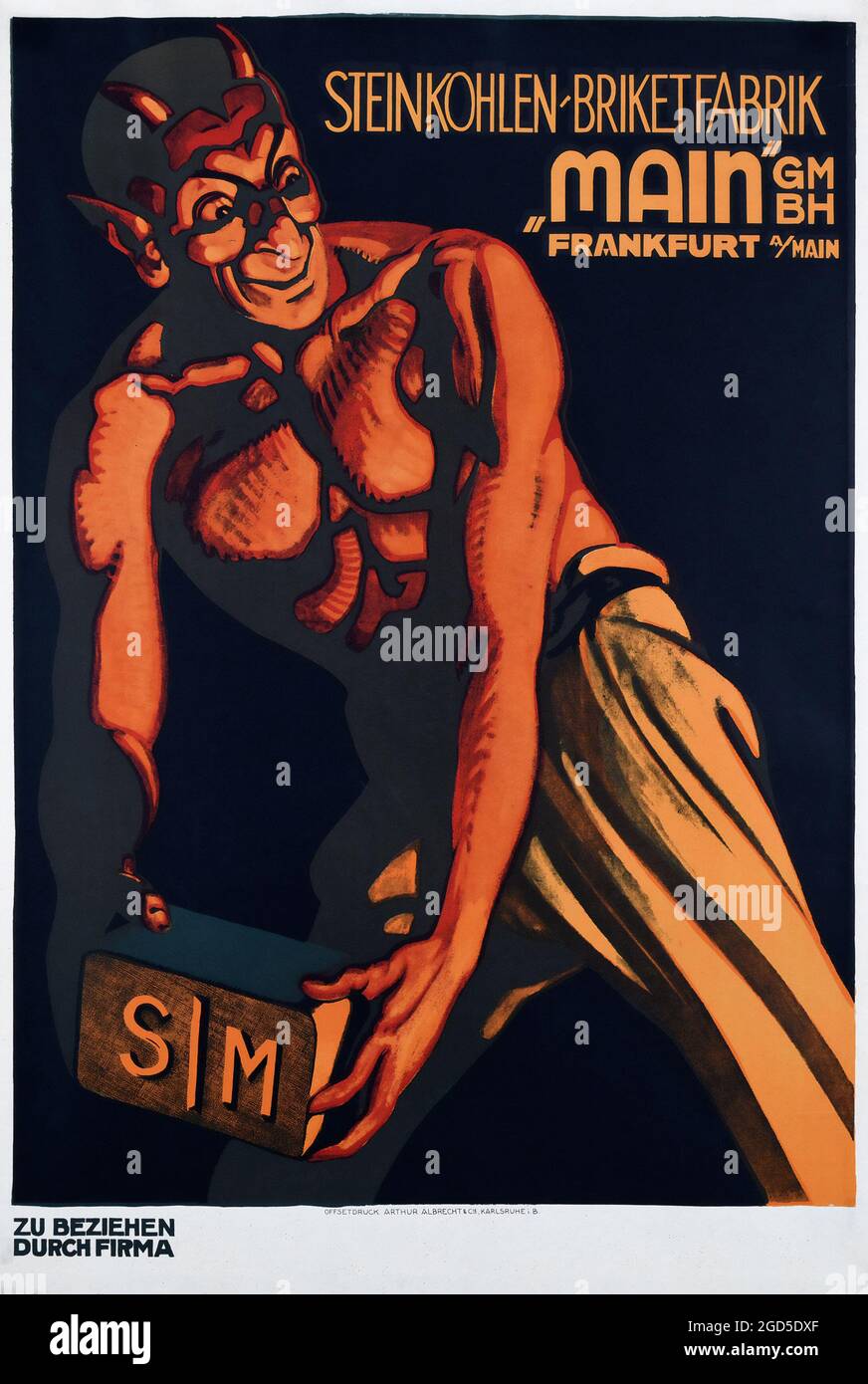Art d'affiche vintage - Steinkohlen-Briketfabrik Frankfurt– Vintage des années 1910 Publicité Poster COAL DEVIL. Artiste inconnu. Allemagne. Banque D'Images