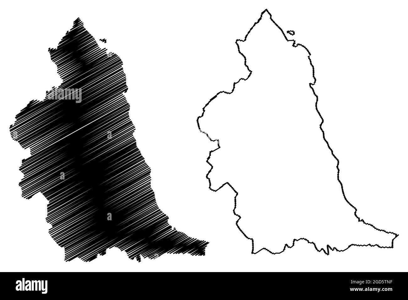 Région du nord-est de l'Angleterre (Royaume-Uni, région d'Angleterre) carte illustration vectorielle, croquis à tracer carte du nord-est de l'Angleterre Illustration de Vecteur