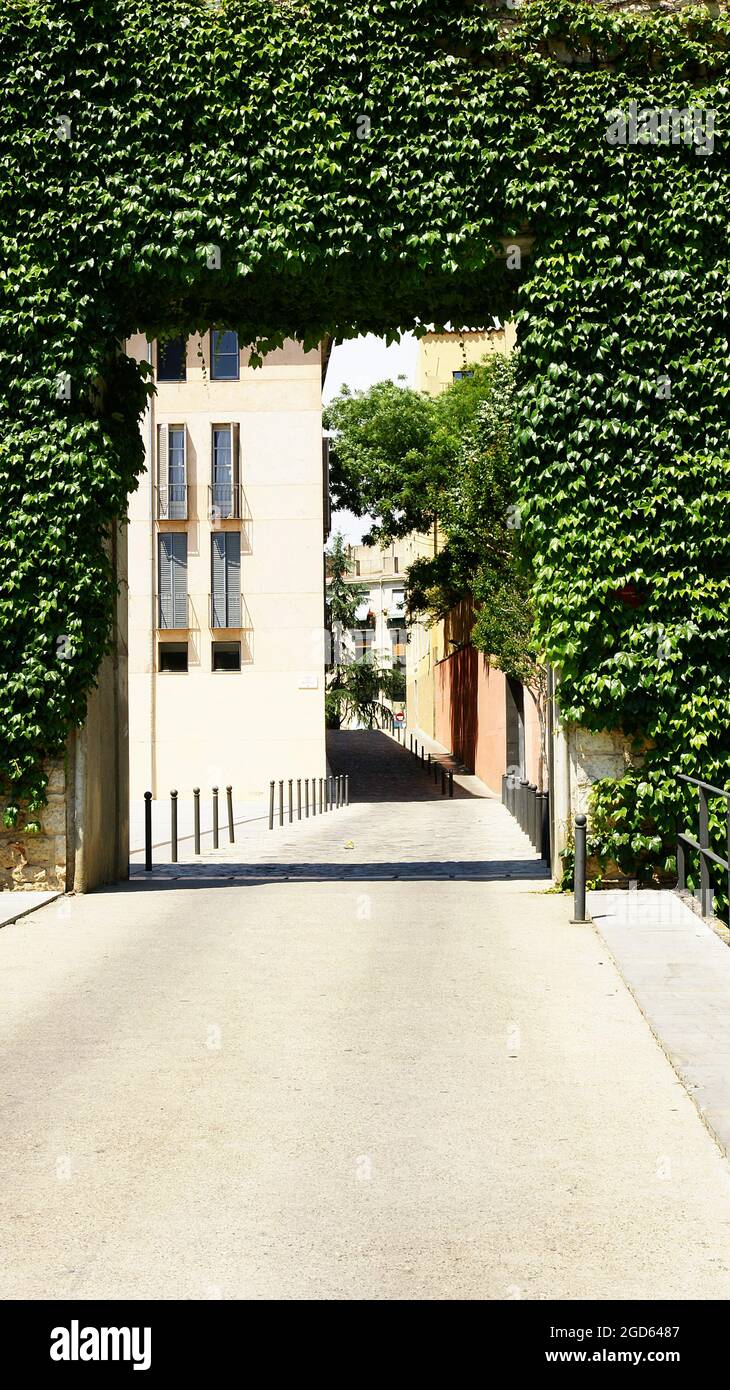 Entrée à la vieille ville de Gérone, Catalogne, Espagne, Europe Banque D'Images