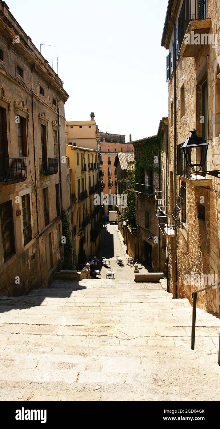 Rues et ruelles du quartier juif de Gérone, Catalogne, Espagne, Europe Banque D'Images