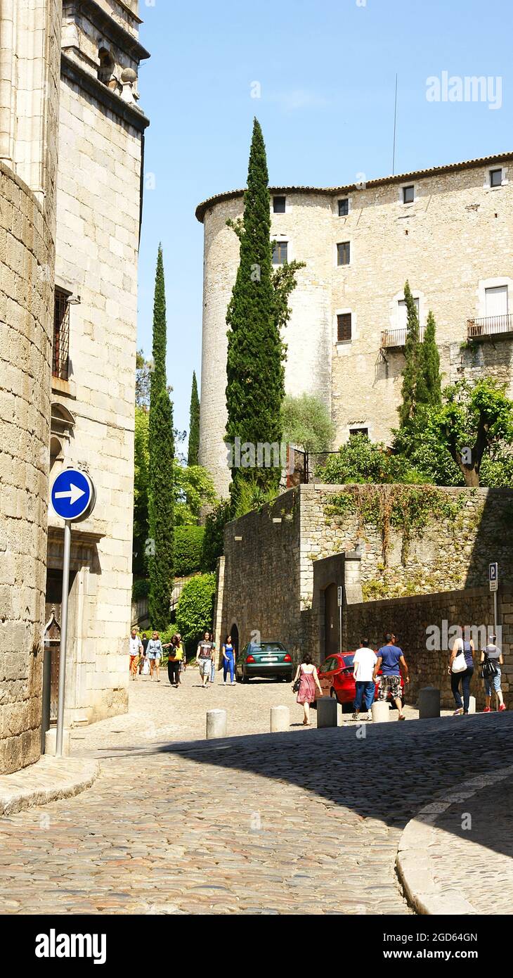 Rues et ruelles du quartier juif de Gérone, Catalogne, Espagne, Europe Banque D'Images