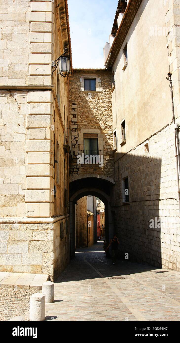 Rues et ruelles du quartier juif de Gérone, Catalogne, Espagne, Europe Banque D'Images