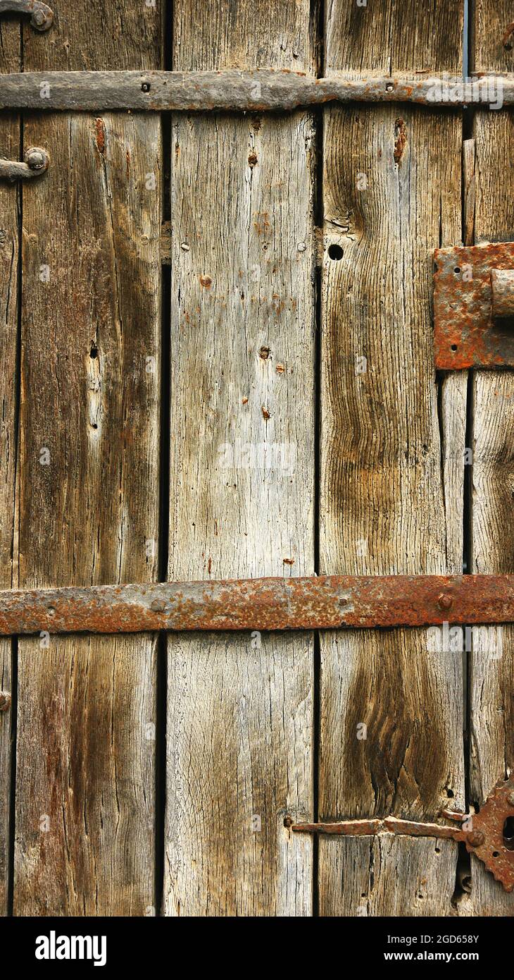 Détail de la vieille porte pour les fonds, Porqueres, Gérone, Catalunya, Espagne, Europe Banque D'Images