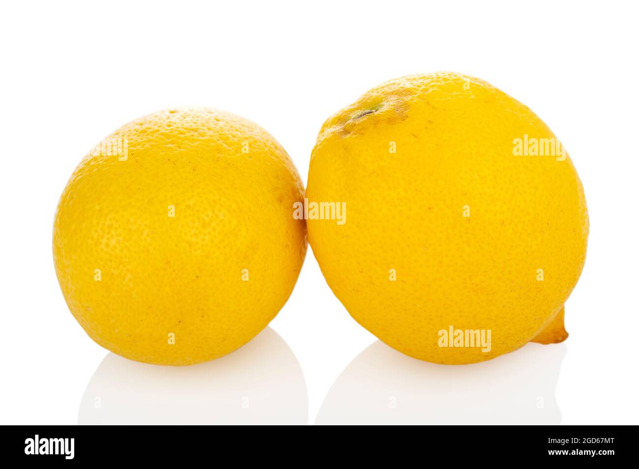 Citron. Deux citrons sur fond blanc, 2 citrons entiers Banque D'Images