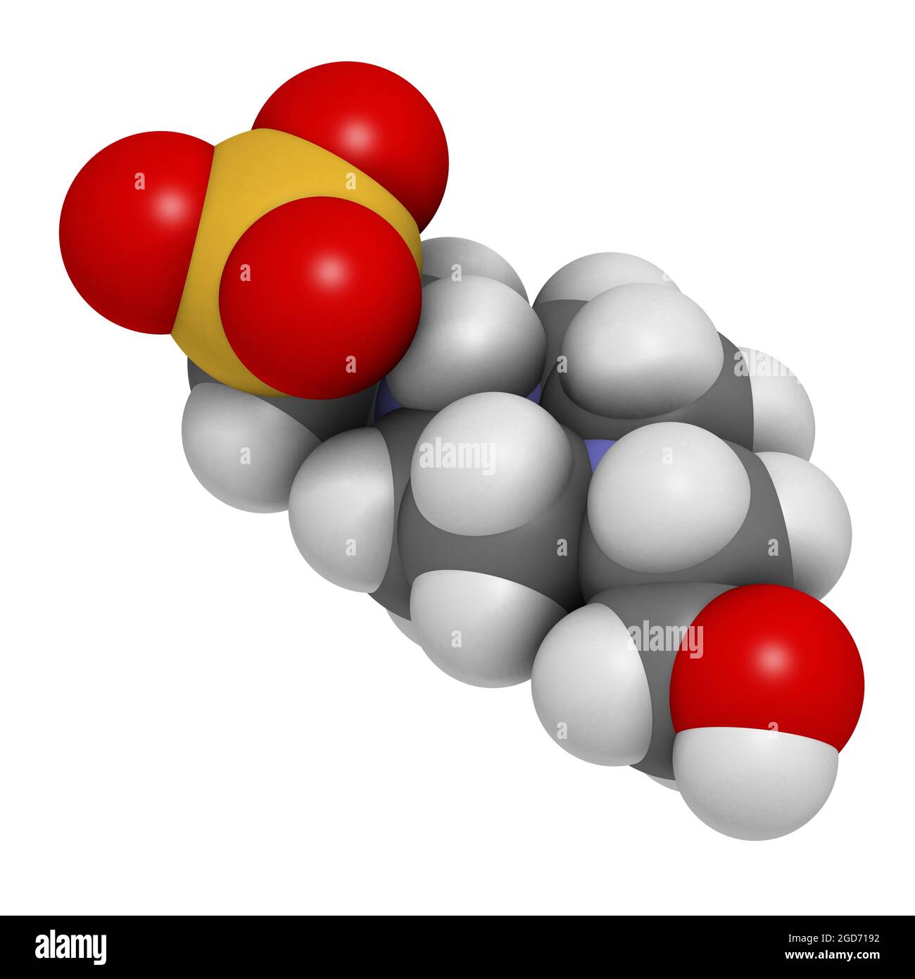 Molécule d'agent tampon HEPES. Rendu 3D Photo Stock - Alamy