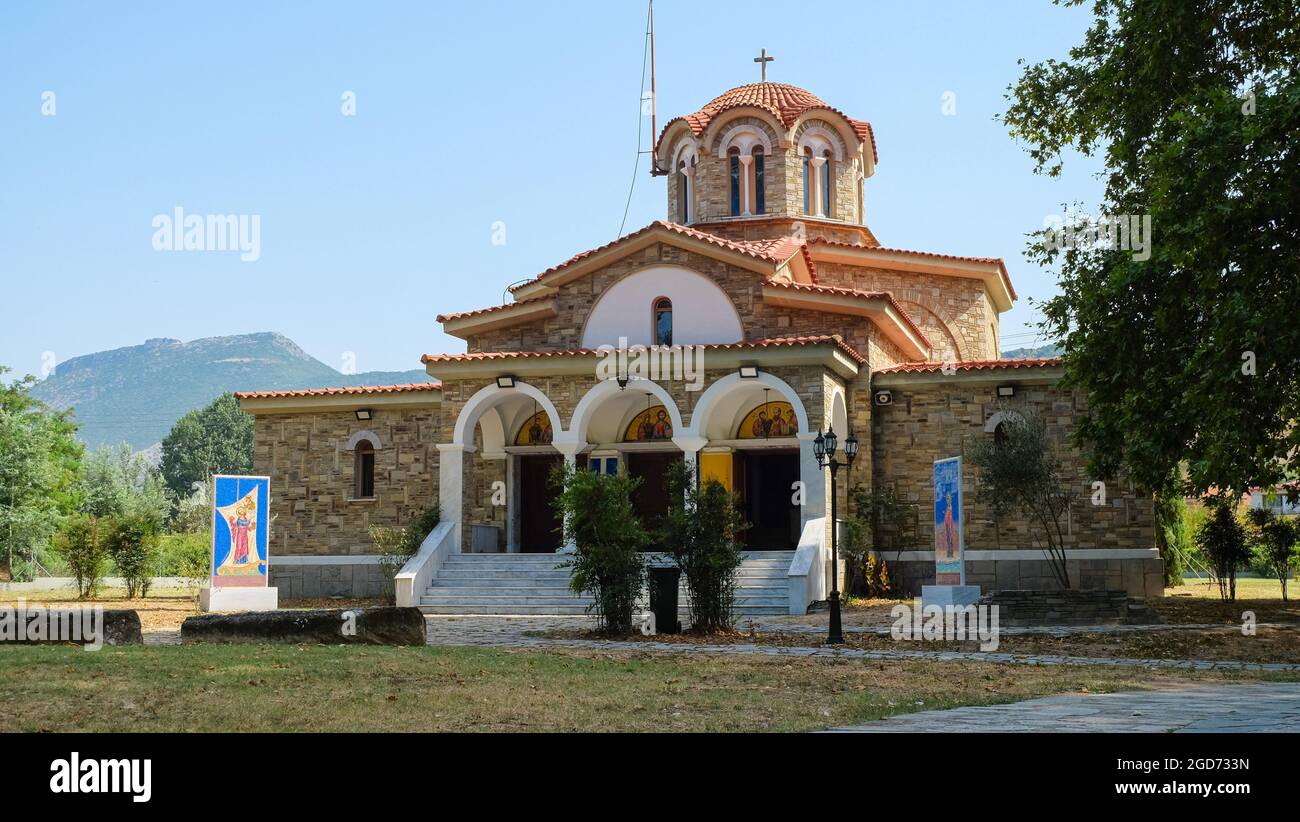 La chapelle du site baptismal traditionnel de Lydia, le premier chrétien d'Europe près de l'ancien Philippi, Grèce Banque D'Images