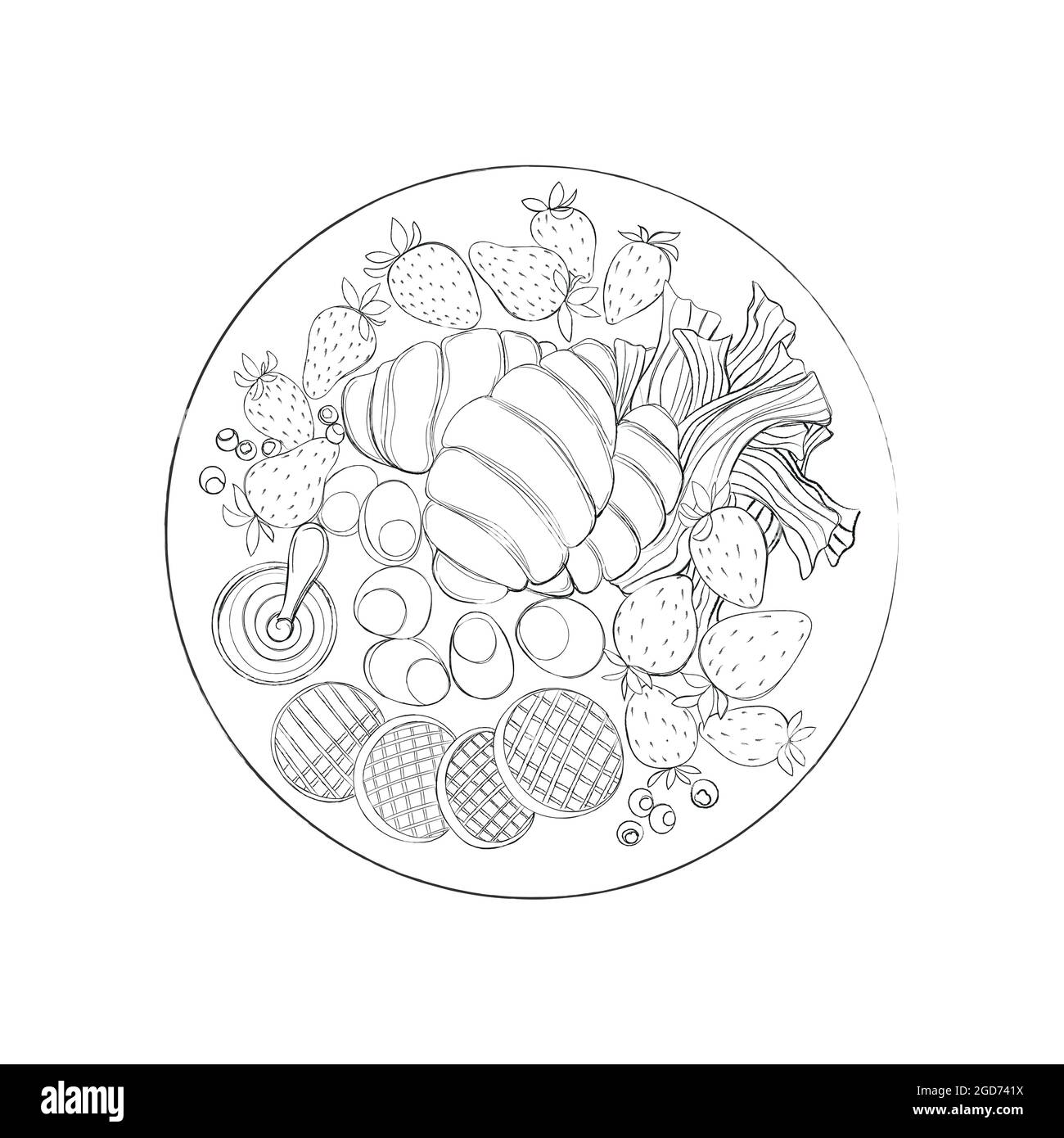 Plaque de petit déjeuner isolée sur fond blanc. Illustration vectorielle. Illustration de Vecteur