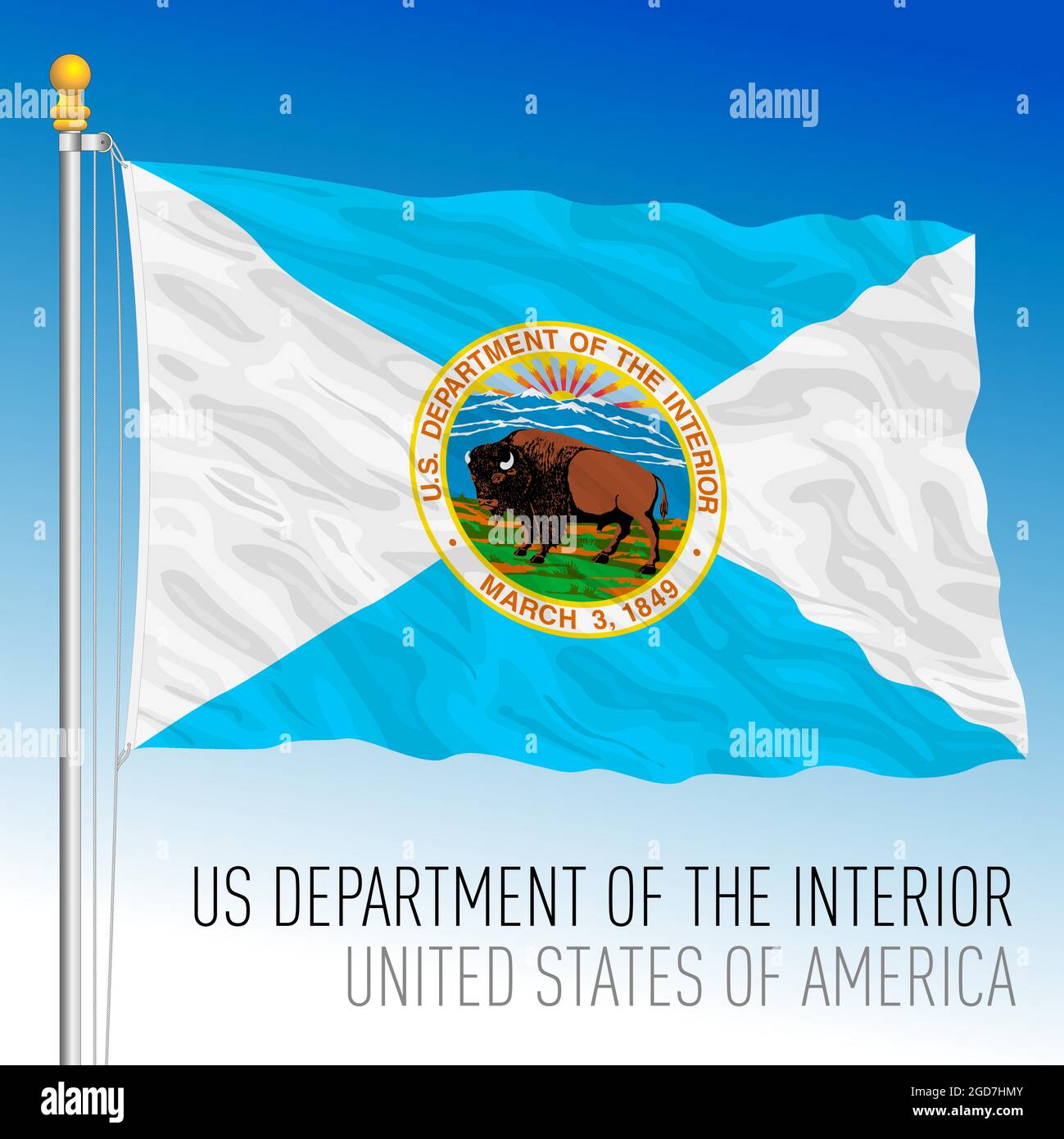 DRAPEAU du département AMÉRICAIN de l'intérieur, Etats-Unis d'Amérique, illustration vectorielle Illustration de Vecteur