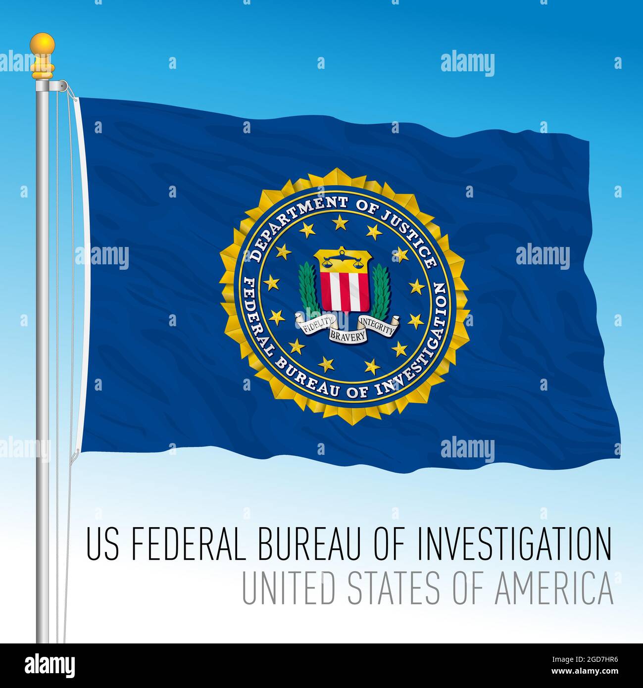 DRAPEAU DU Bureau fédéral DES enquêtes DES ÉTATS-UNIS, États-Unis d'Amérique, illustration vectorielle Illustration de Vecteur
