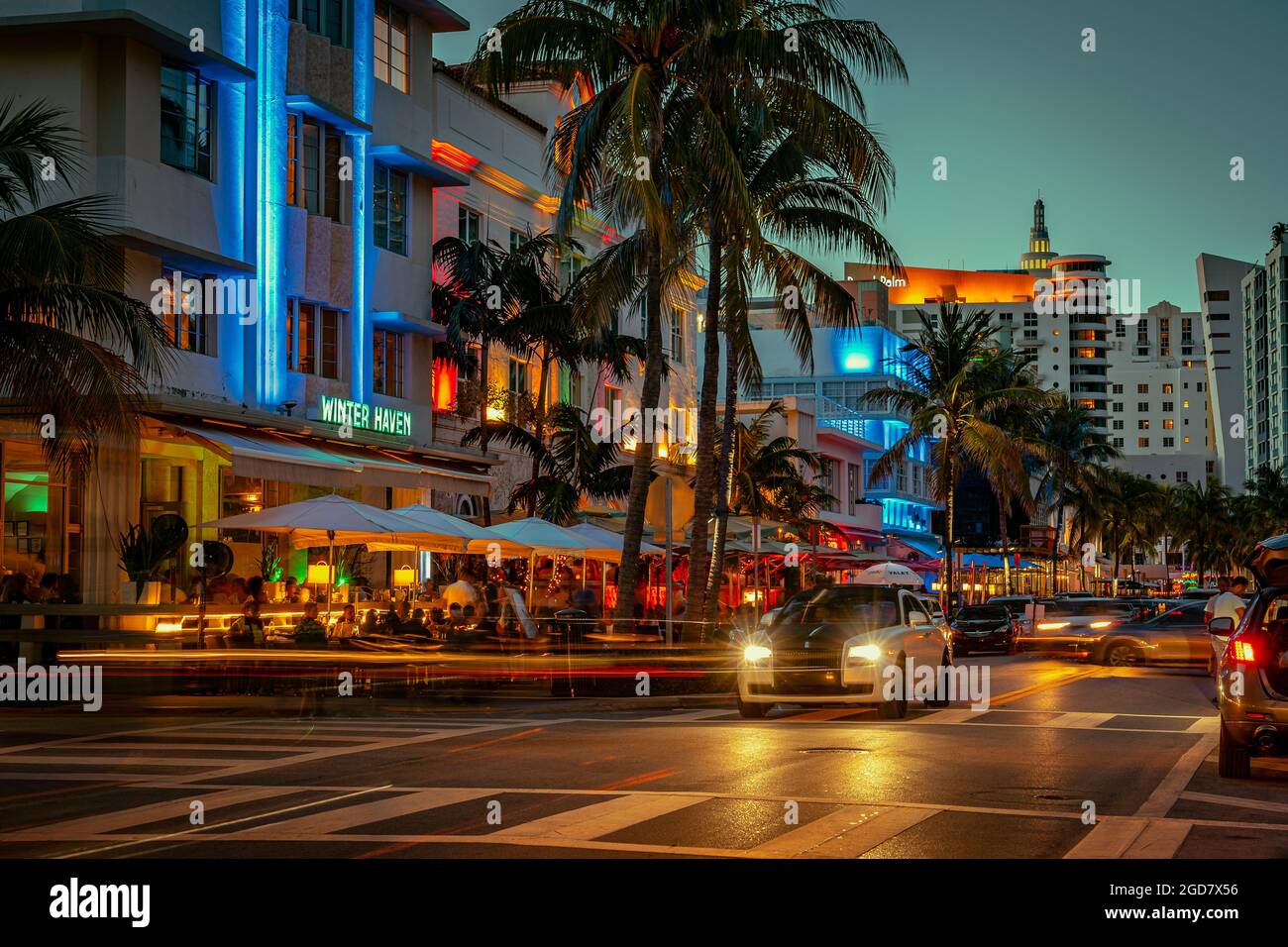 Miami Beach, Floride, USA - la vie nocturne de South Beach precinct Banque D'Images