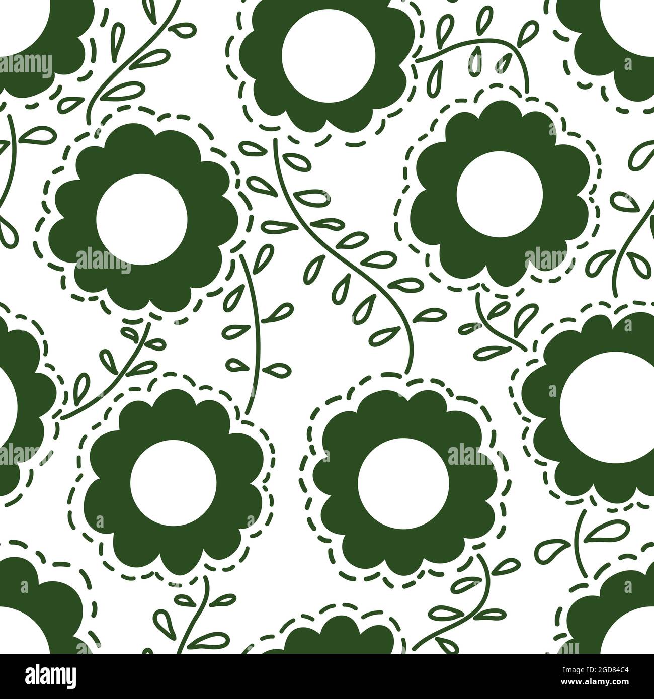 Motif fleuri sans coutures. Fleurs et feuilles abstraites décoratives sur fond blanc. Répétez les fleurs d'arrière-plan sans fin. Vecteur illustrat Illustration de Vecteur