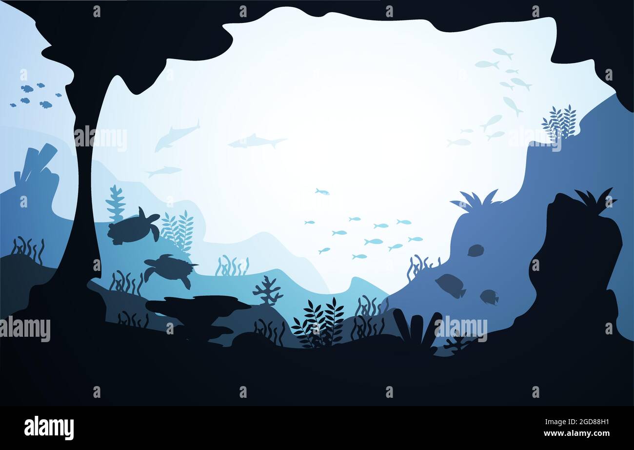 Faune poissons mer animaux Océan Corail sous-marin Illustration aquatique Illustration de Vecteur