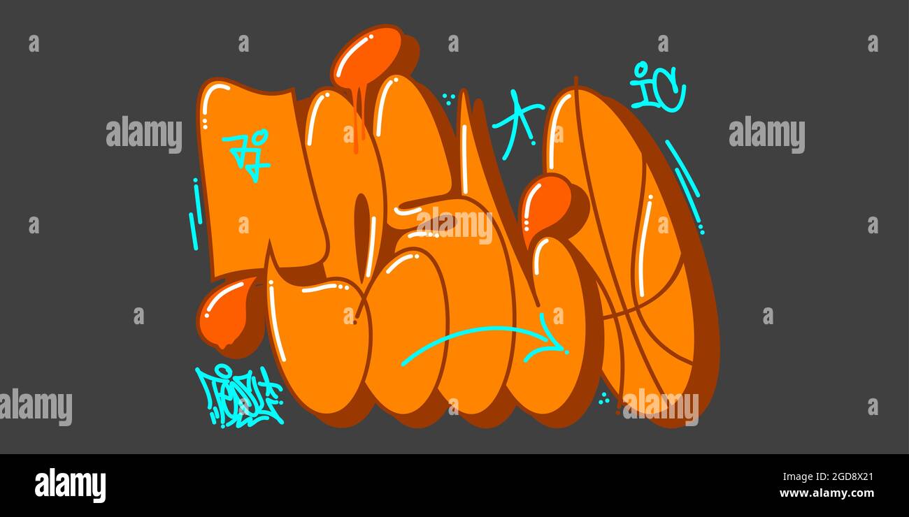 Orange abstrait urbain Graffiti Street Art Word TESL Lettering Vector Illustration Art Illustration de Vecteur