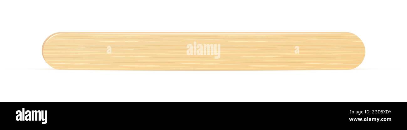 Bâtonnets de crème glacée. Élément en bois simple pour préparer des repas d'été. Oremen de bois brun. Équipement médical pour l'examen de la gorge. Illustration de Vecteur