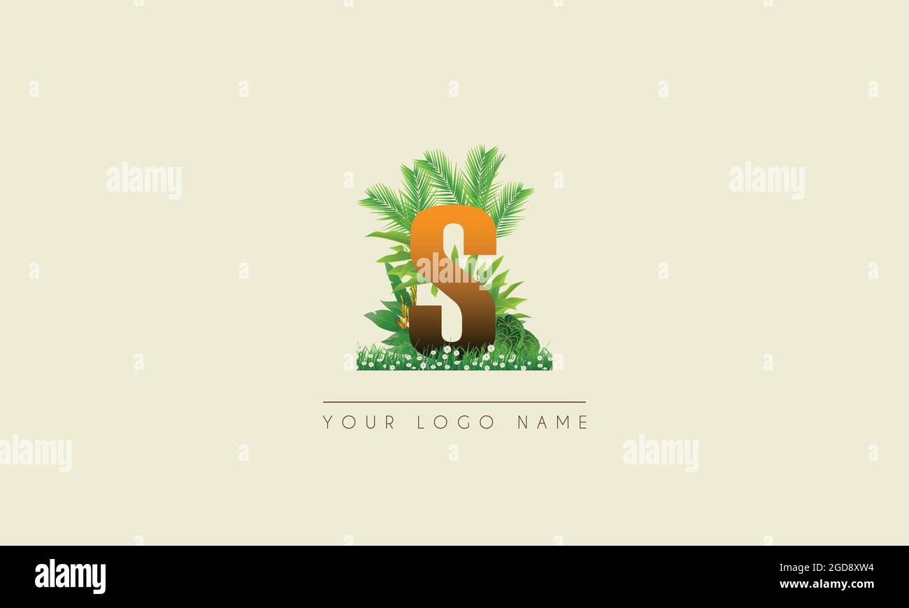 Lettre initiale S exotique été Palm feuilles rafraîchissantes icône de plage logo design Illustration de Vecteur