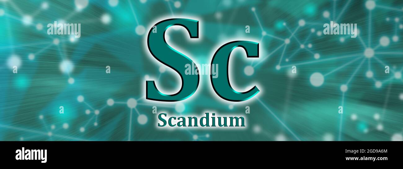 Symbole SC. Élément chimique scandium sur fond de réseau vert Banque D'Images