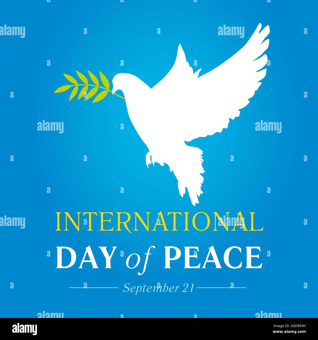 Porte-avions volant avec branche d'olive pour la bannière de la Journée internationale de la paix. Illustration vectorielle de la Journée internationale de la paix. Motif graphique abstrait isolé Illustration de Vecteur