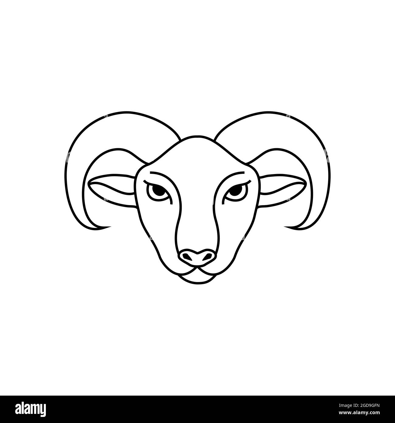 Tête RAM en style art de la ligne Illustration de Vecteur