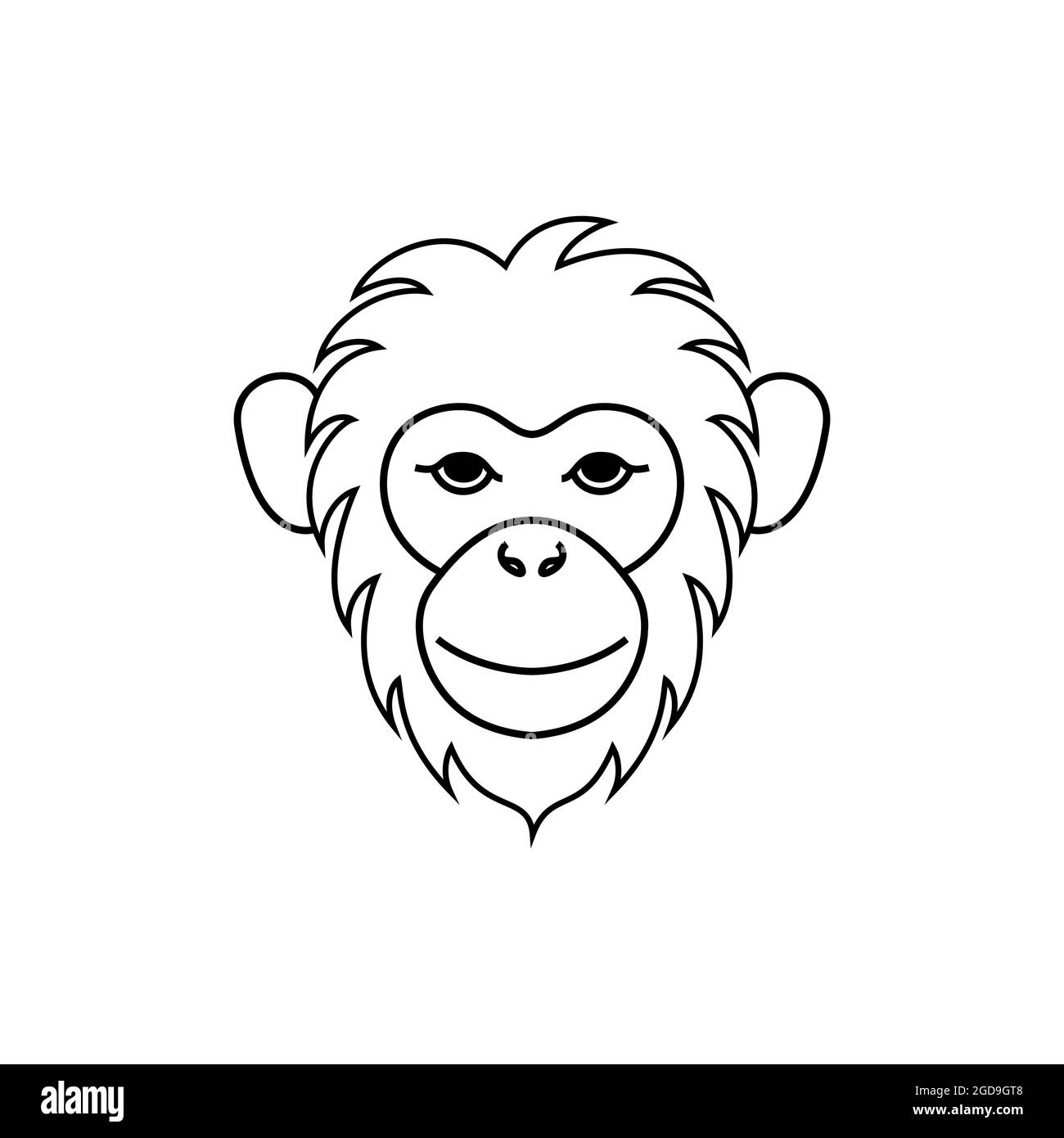Tête de singe dans le style art de ligne Illustration de Vecteur