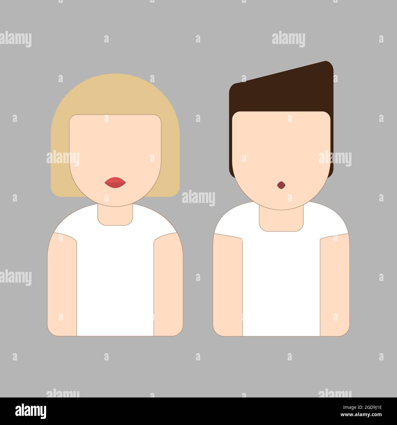 Mode Homme et Femme icône. Couple Jeune homme et femme avatar. Illustration vectorielle plate Illustration de Vecteur