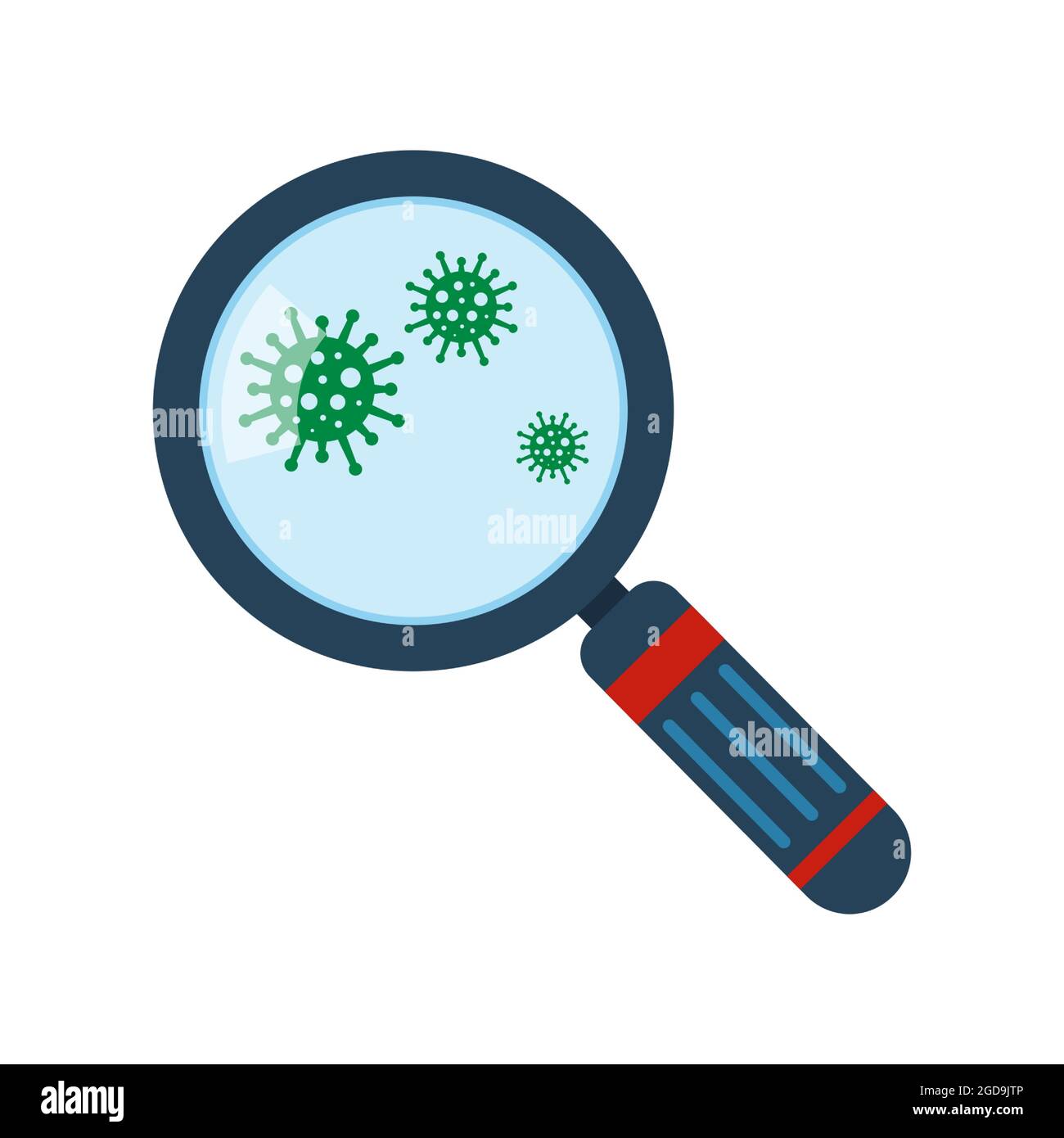 Icône de virus. Illustration vectorielle. Coronavirus sous loupe. Icône d'inspection des bactéries Illustration de Vecteur