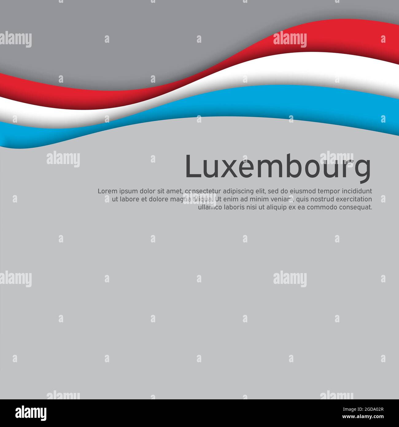 Abstrait agitant le drapeau luxembourgeois. Style de coupe de papier. Fond créatif pour le design de la carte de vacances patriotique. Affiche nationale. Etat luxembourgeois patri Illustration de Vecteur