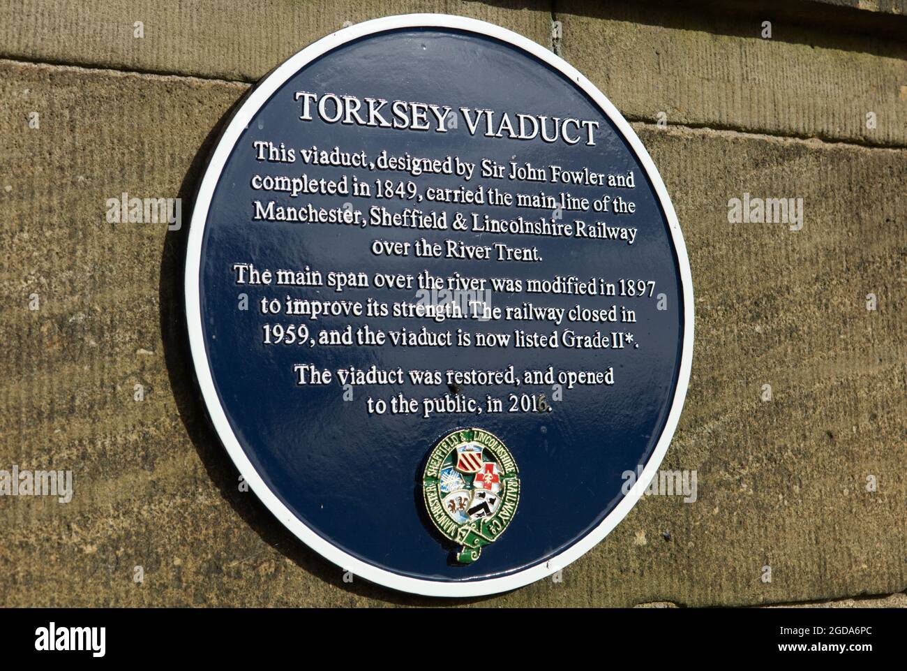 torksey viaduc, plaque commémorative Banque D'Images