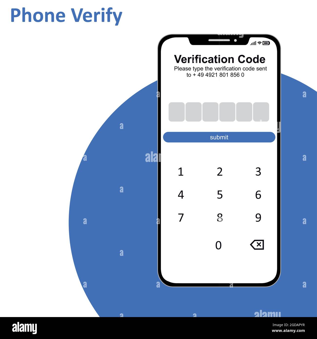 Processus de vérification du code par numéro de téléphone. Autorisation. Conception de l'autorisation. Conception UI UX Illustration de Vecteur