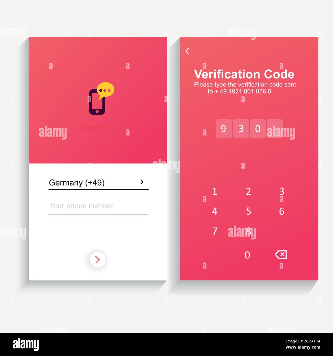 Processus de vérification du code par numéro de téléphone. Autorisation. Conception de l'autorisation. Conception UI UX Illustration de Vecteur