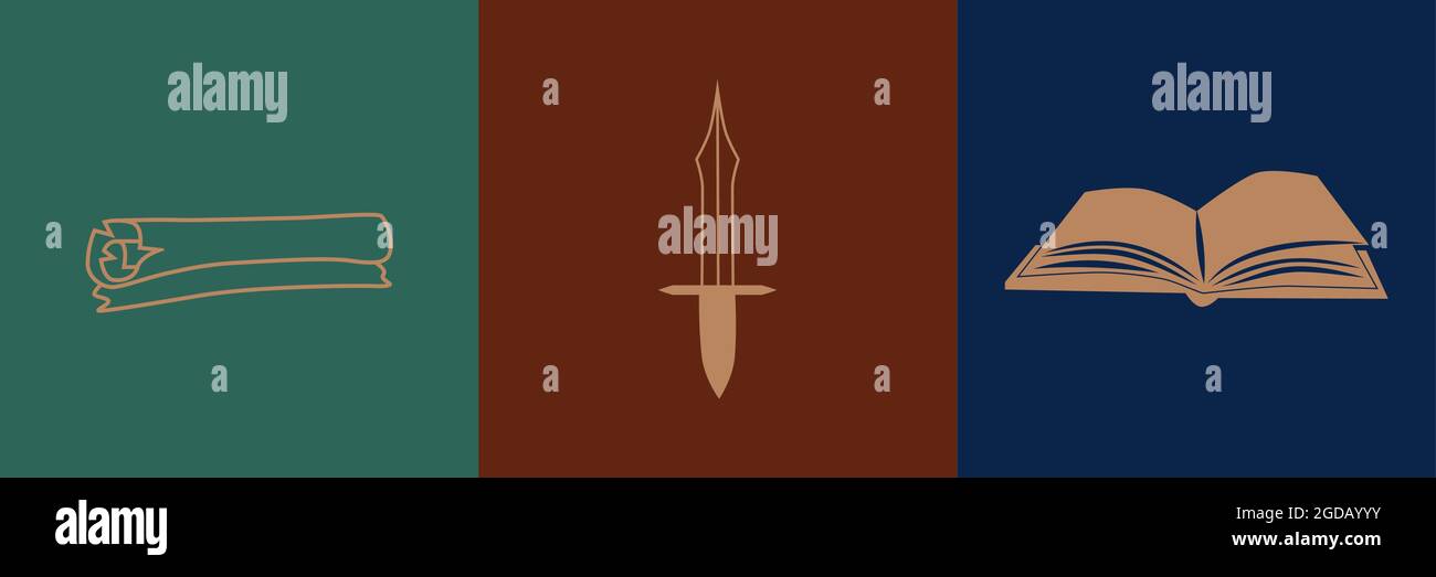 Ensemble de symboles ésotériques, alchimie et sorcellerie. Magie céleste illustration des icônes et symboles du soleil, de la lune, des cristaux, de l'œil méchant, des mains sorcières Illustration de Vecteur