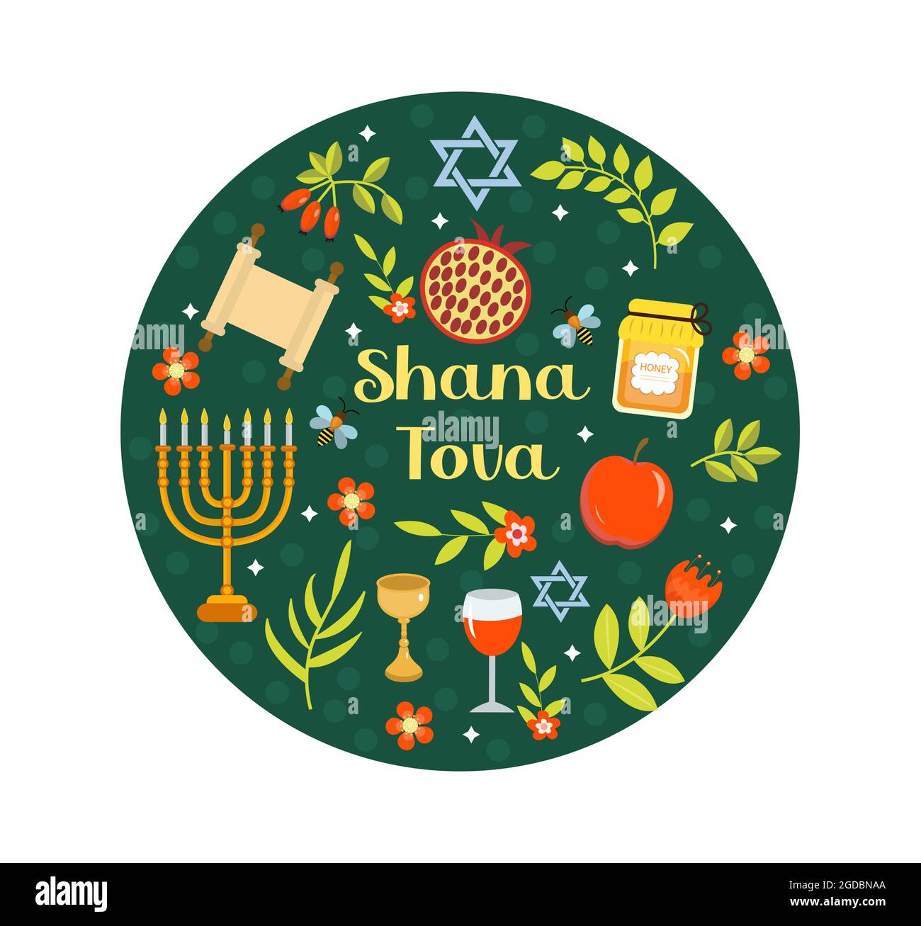 Carte de voeux à Rosh Hashanah heureuse. Modèle Shana Tova pour votre