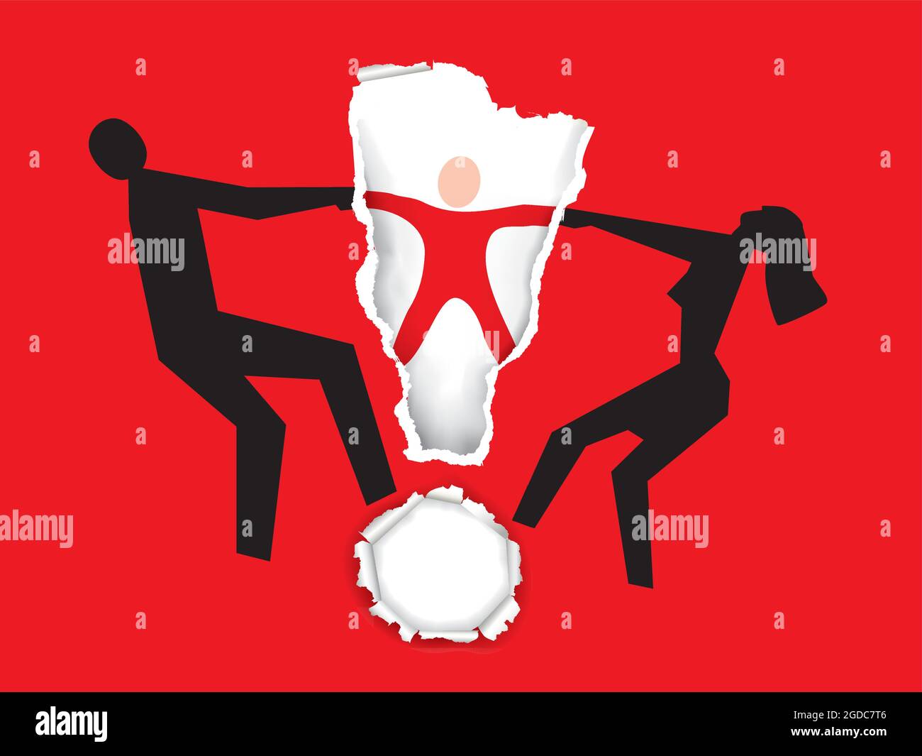 Couple divorcé, figuier sur un bébé. Illustration d'un couple avec un enfant et d'un point d'exclamation en papier déchiré. Vecteur disponible. Illustration de Vecteur