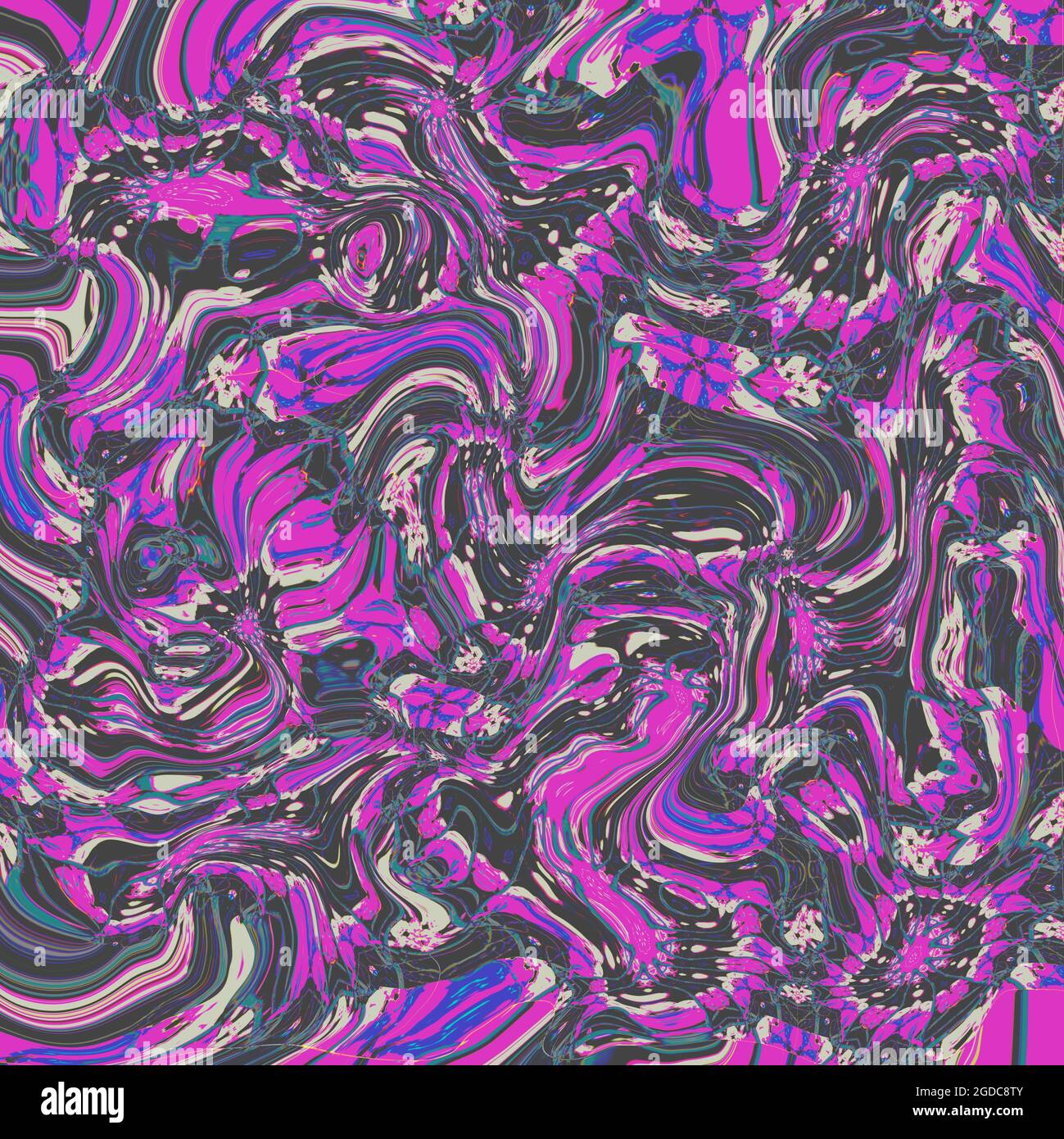 tourbillons psychédéliques jaunes violets Banque D'Images
