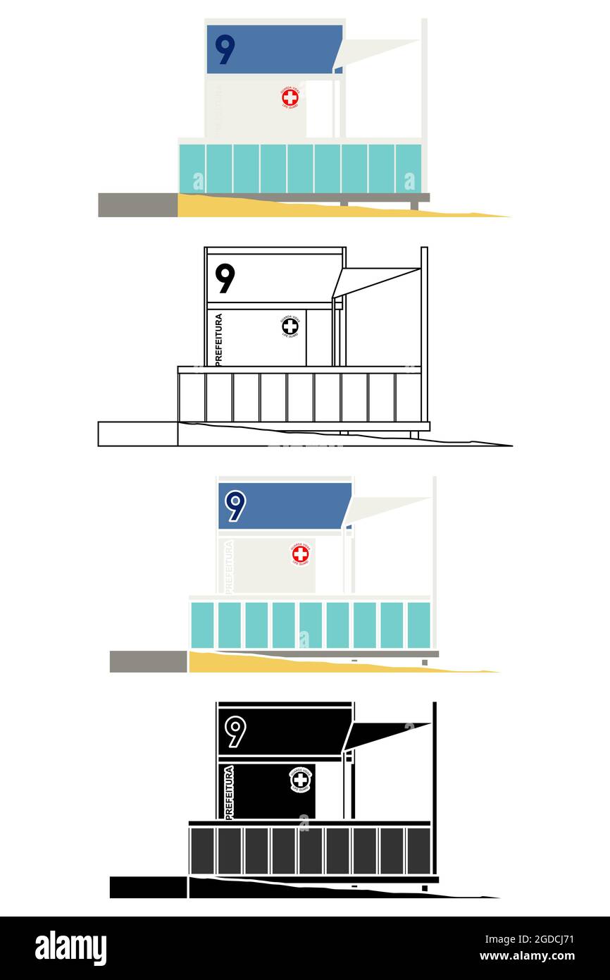 Posto 9 à Ipanema Beach, Brésil Illustration de Vecteur