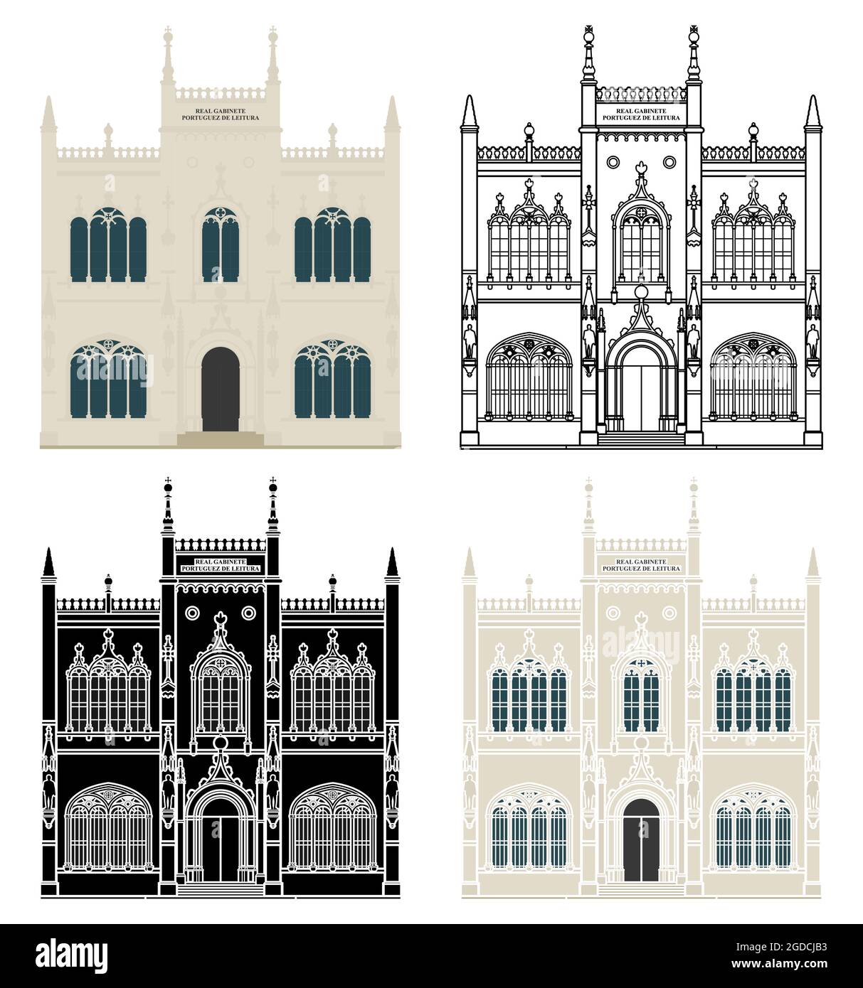 Véritable bureau de lecture portugais à Rio de Janeiro, Brésil Illustration de Vecteur