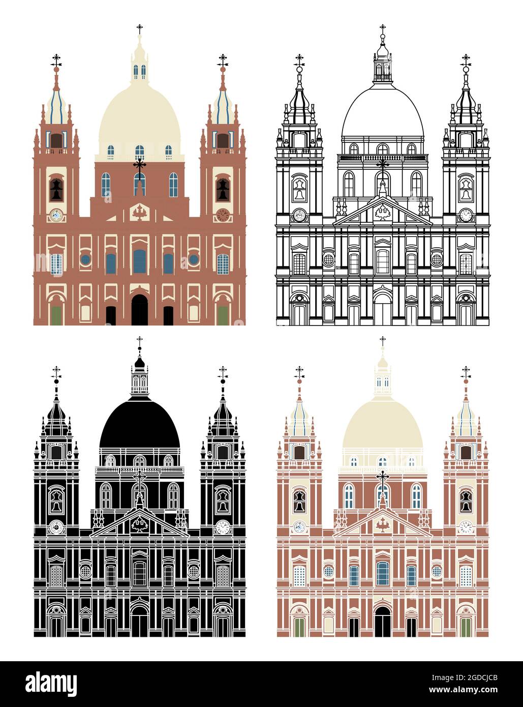 Église de Candelaria à Rio de Janeiro, Brésil Illustration de Vecteur