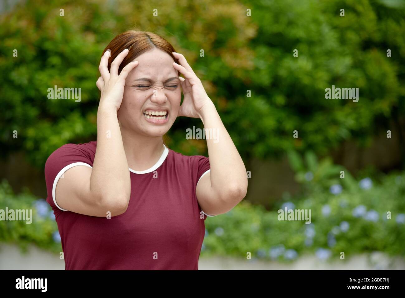 Une femme d'origine asiatique et de l'Anxiété Banque D'Images