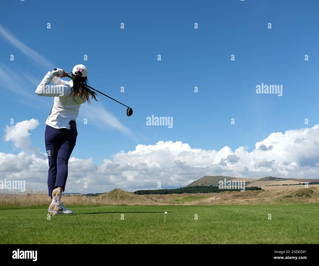 Leven, Royaume-Uni. 10 août 2021. Harang Lee (Espagne) lors d'une séance d'entraînement de l'Open d'Écosse Trust Golf Women's Scottish Open à Dumbarnie Links, Leven, Fife, Écosse. Crédit: SPP Sport presse photo. /Alamy Live News Banque D'Images