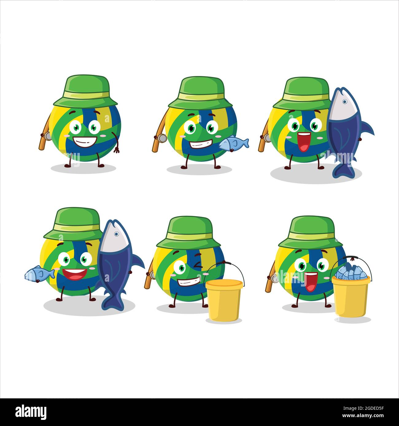 Une photo de dessin animé de volleyball de pêcheur capture un gros poisson. Illustration vectorielle Illustration de Vecteur