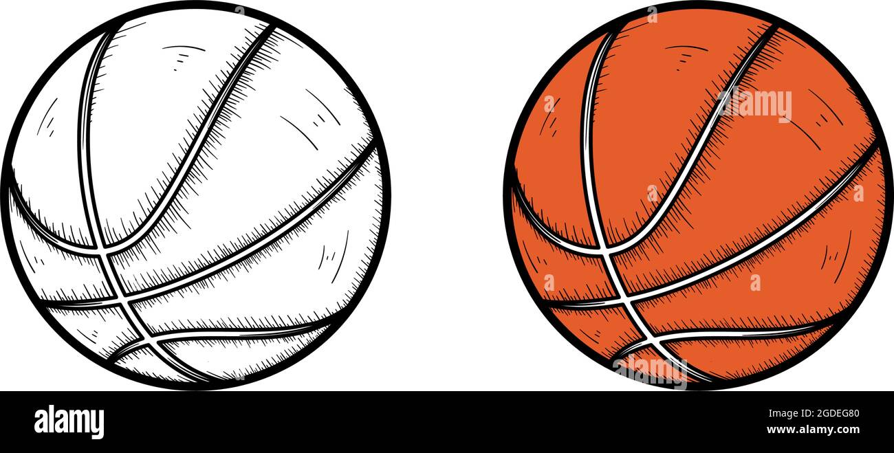 Dessin et couleur de l'illustration dessinée à la main pour le basket-ball  Image Vectorielle Stock - Alamy