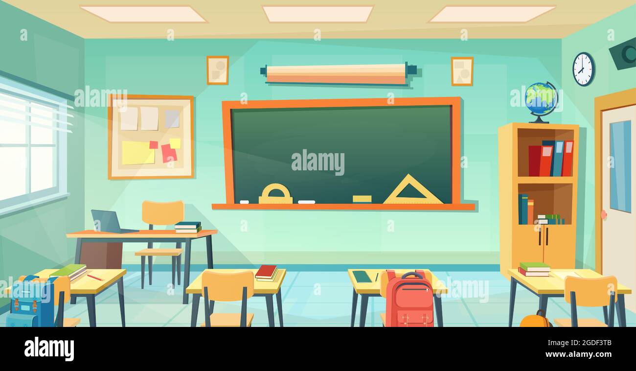 Vide Ecole Salle De Classe Dans Le Style De Dessin Anime Image Vectorielle Stock Alamy