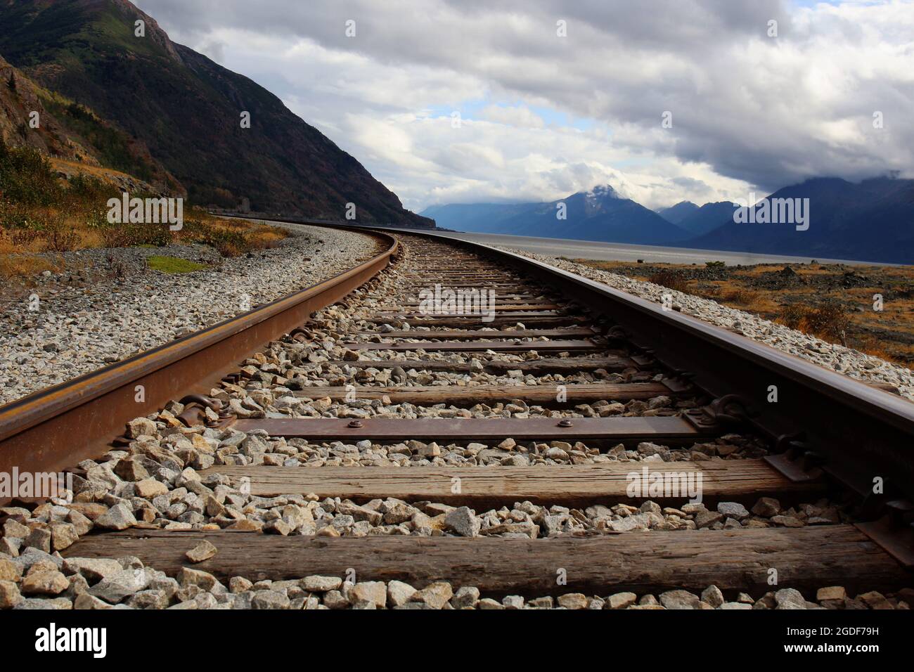 Eisenbahngleise der Alaska Railroad Corporation en Alaska, États-Unis Banque D'Images